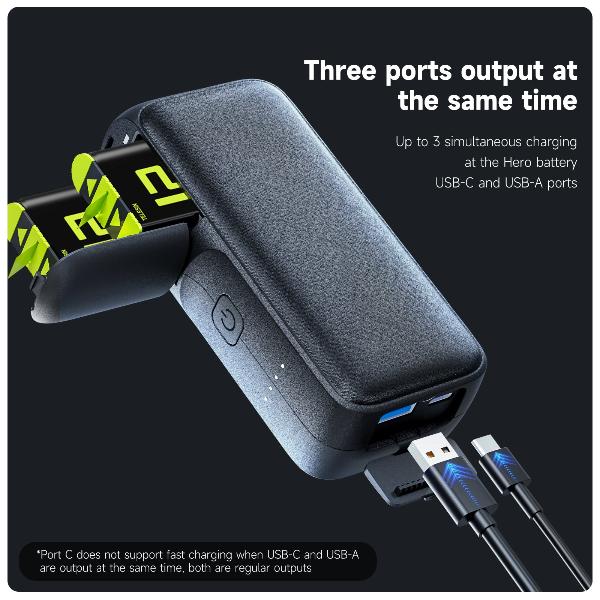 TELESIN Power Bank for GoPro Hero 12 11 10 9 10000mAH with 20W PD Fast Charging Portable Battery Charger For Gopro Action Camera