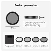 TELESIN For Action 4/3 CPL+ND Filter Set CPL | ND8 | ND16 | ND32