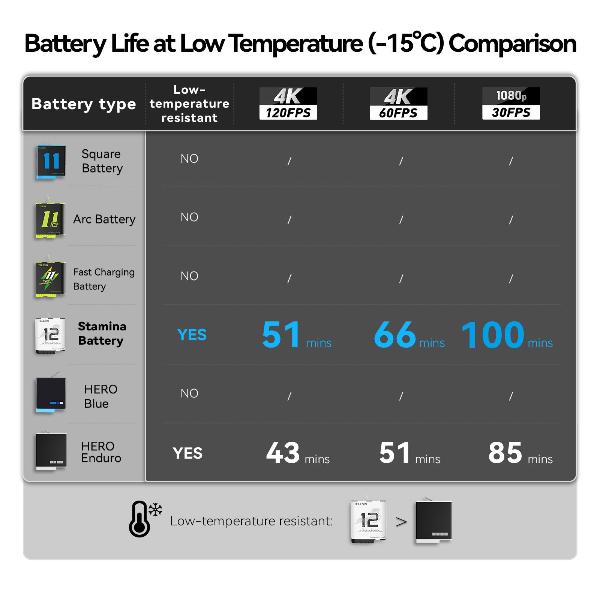 TELESIN Stamina Battery FOR HREO 12/11/10/9