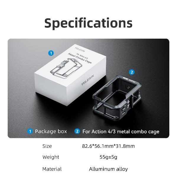 TELESIN Metal Combo Cage For Action 4/3