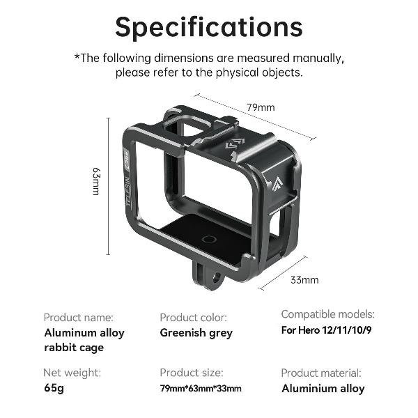 TELESIN Metal Combo Cage Vertical version For Hero 12/11/10/9