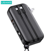 USAMS 10000mAh 3IN1 Quick Charge Wall Charger Power Bank With Cables(US+EU Plug)