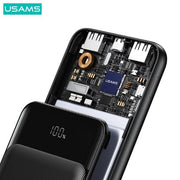 USAMS 30000mAh PD 20W+QC3.0 3 Ports Digital Display Fast Charging Power Bank