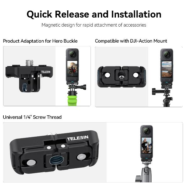 TELESIN For lnsta360×4 Dual Mount Adapter