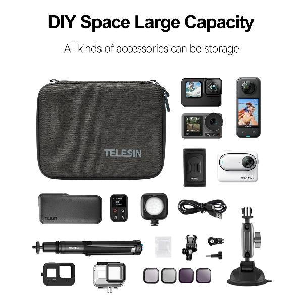 TELESIN Sport Camera Accessories Storage Bag