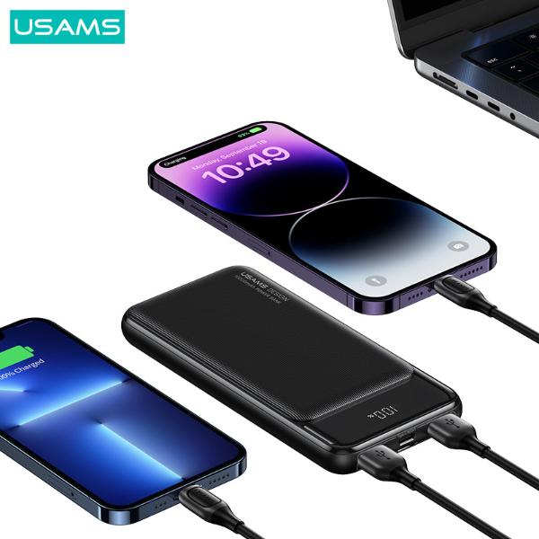 USAMS 30000mAh PD 20W+QC3.0 3 Ports Digital Display Fast Charging Power Bank