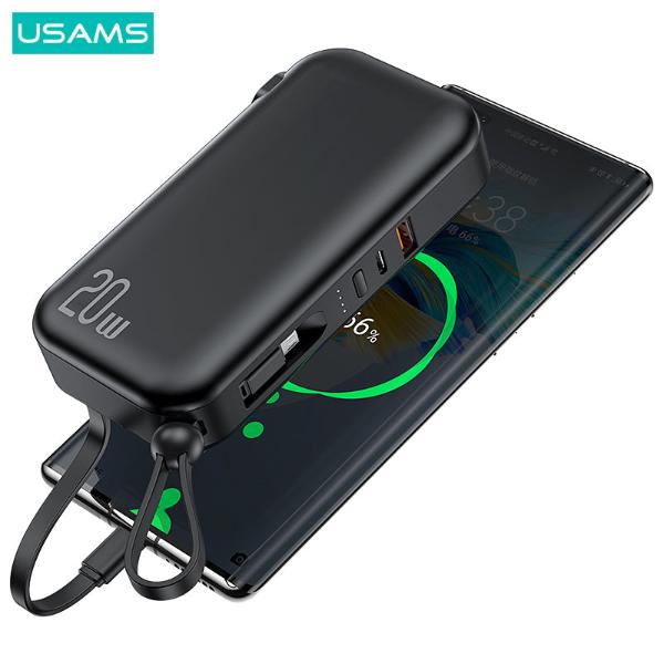 USAMS 10000mAh 3IN1 Quick Charge Wall Charger Power Bank With Cables(US+EU Plug)