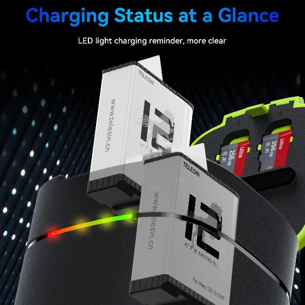 TELESIN Stamina Battery Fast Charging Kit For Hero 12/11/10/9