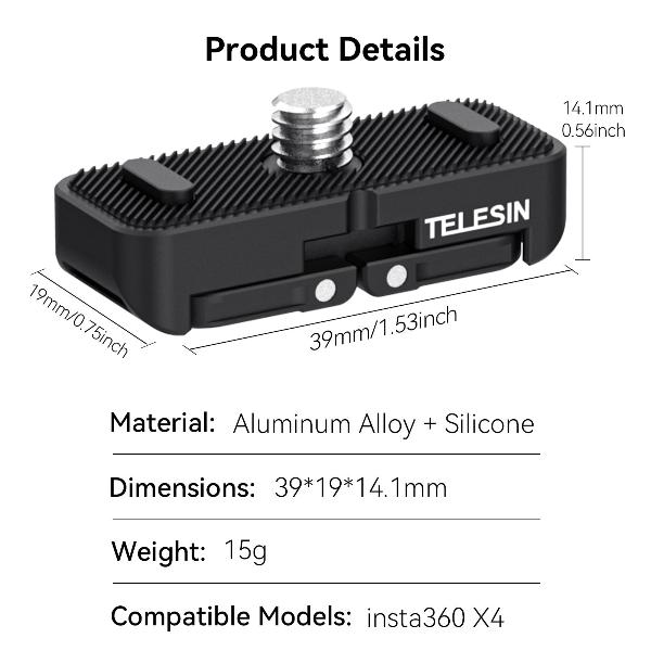 TELESIN For lnsta360×4 Dual Mount Adapter