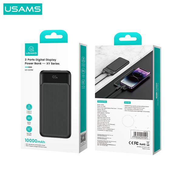 USAMS 10000mAh 3 Ports Digital Display Power Bank-XY Series