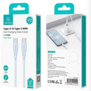 USAMS Type-C To Type-C 60W Fast Charging Data Cable 1m Blue